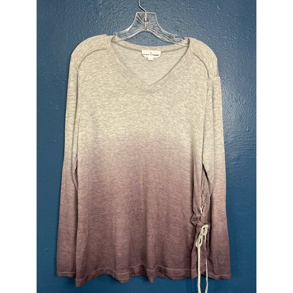 Soft Long Sleeve V-Neck Top With Adjustable Side Tie Detail L - Picture 6 of 7